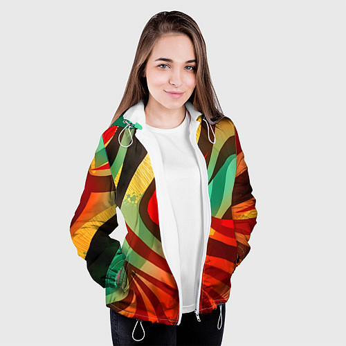 Женская куртка Жаркая полосатая абстракция / 3D-Белый – фото 3