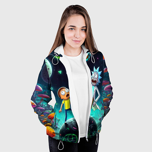 Женская куртка Рик и Морти на планете сказочных грибов / 3D-Белый – фото 3