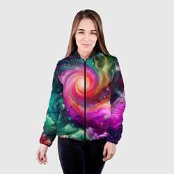 Куртка с капюшоном женская Космическая неоновая фантазия - нейроарт, цвет: 3D-черный — фото 2