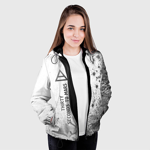 Женская куртка Thirty Seconds to Mars - white gradient по-вертика / 3D-Черный – фото 3