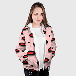 Куртка с капюшоном женская Круги маркер - паттерн, цвет: 3D-белый — фото 2