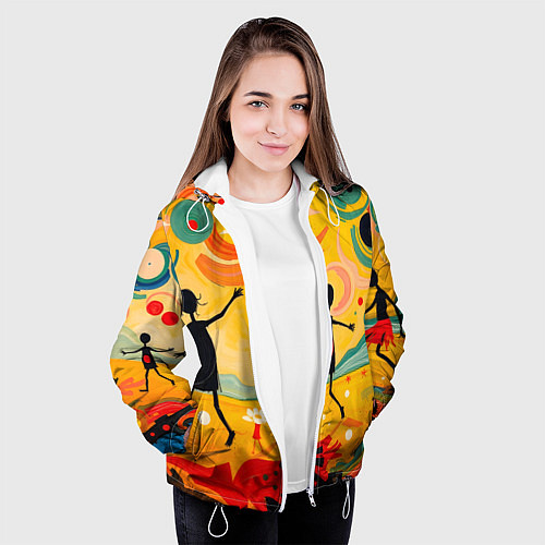 Женская куртка Радостные солнечные человечки / 3D-Белый – фото 3