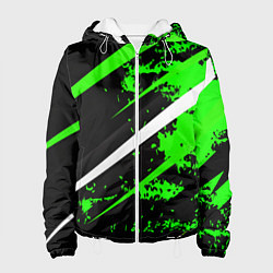 Куртка с капюшоном женская Color black and green, цвет: 3D-белый