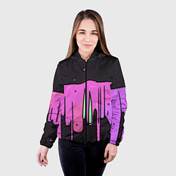 Куртка с капюшоном женская Фиолетовая текстура на черном фоне, цвет: 3D-черный — фото 2