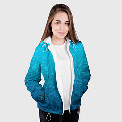 Куртка с капюшоном женская Лазурный голубой текстурный градиент, цвет: 3D-белый — фото 2