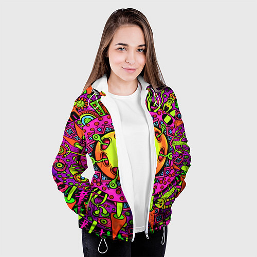Женская куртка Кислотные грибы оптические / 3D-Белый – фото 3