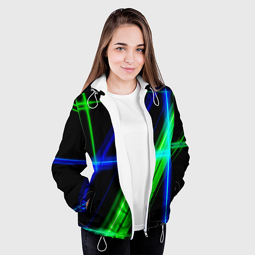 Женская куртка Color blue black green / 3D-Белый – фото 3