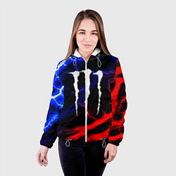 Куртка с капюшоном женская Monster energy молнии неон, цвет: 3D-белый — фото 2