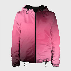 Куртка с капюшоном женская Розовый с затемнением градиент пополам, цвет: 3D-черный