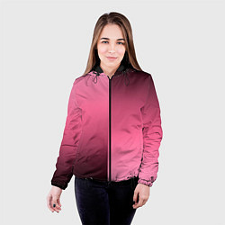 Куртка с капюшоном женская Розовый с затемнением градиент пополам, цвет: 3D-черный — фото 2
