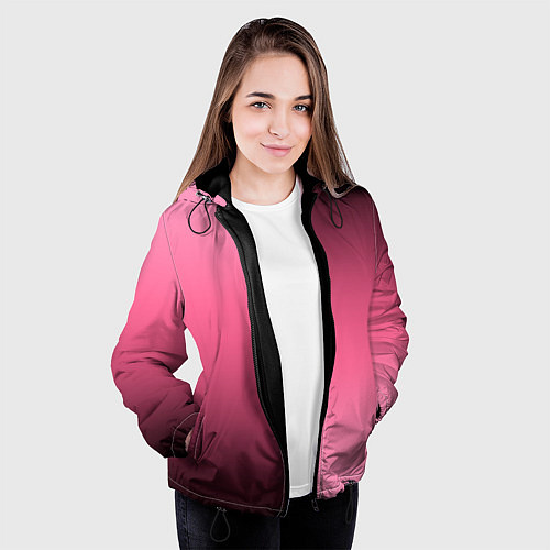 Женская куртка Розовый с затемнением градиент пополам / 3D-Черный – фото 3