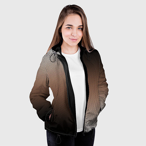 Женская куртка Чёрно-коричневый текстурный градиент пополам / 3D-Черный – фото 3