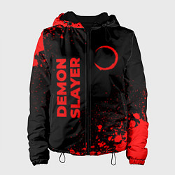 Куртка с капюшоном женская Demon Slayer - red gradient вертикально, цвет: 3D-черный