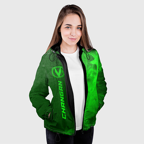 Женская куртка Changan - green gradient по-вертикали / 3D-Черный – фото 3