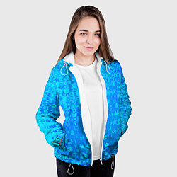 Куртка с капюшоном женская Голубой неоновый абстрактная текстура, цвет: 3D-белый — фото 2