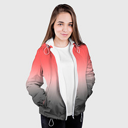 Куртка с капюшоном женская Бледный красно-серый градиент, цвет: 3D-белый — фото 2