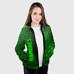 Куртка с капюшоном женская Ramones - green gradient вертикально, цвет: 3D-черный — фото 2
