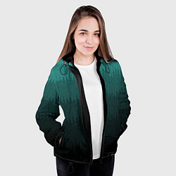 Куртка с капюшоном женская Тёмный бирюзовый градиент текстурный полосы, цвет: 3D-черный — фото 2