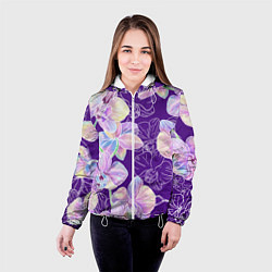 Куртка с капюшоном женская Японские акварельные орхидеи, цвет: 3D-белый — фото 2