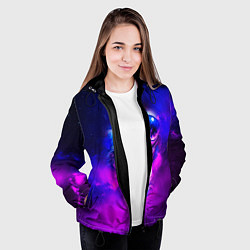 Куртка с капюшоном женская Космонавт среди облаков, цвет: 3D-черный — фото 2