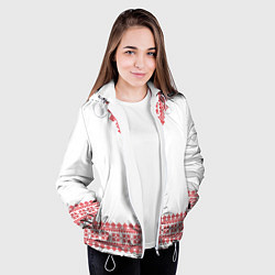 Куртка с капюшоном женская Славянский орнамент и узоры - вышиванка рубаха бел, цвет: 3D-белый — фото 2