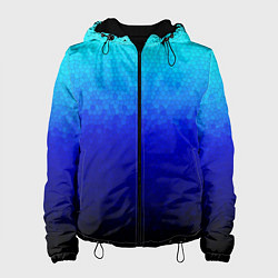 Куртка с капюшоном женская Градиент мозаика из голубого в чёрный, цвет: 3D-черный