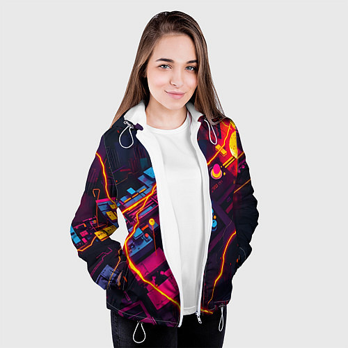 Женская куртка Техническая абстракция / 3D-Белый – фото 3