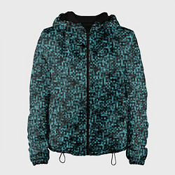 Куртка с капюшоном женская Чёрным с синим абстрактная текстура, цвет: 3D-черный