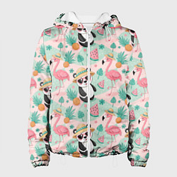 Женская куртка Панда фламинго лето ананас