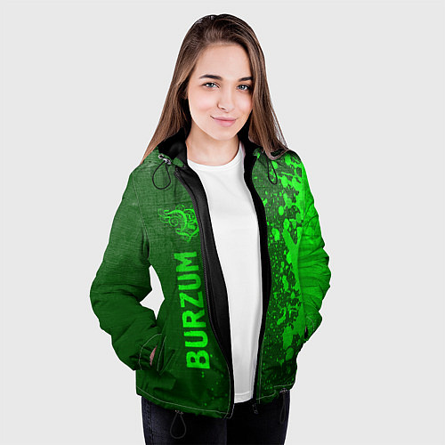 Женская куртка Burzum - green gradient по-вертикали / 3D-Черный – фото 3