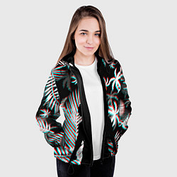 Куртка с капюшоном женская Pubg тропики глитч, цвет: 3D-черный — фото 2