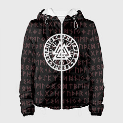 Куртка с капюшоном женская Древние символы руны и обереги Вегвизир, цвет: 3D-белый