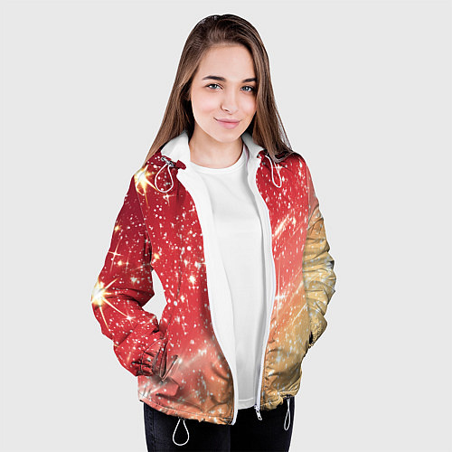 Женская куртка Розово-золотая текстура с блеском / 3D-Белый – фото 3