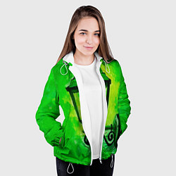 Куртка с капюшоном женская Уличный зелёный фонарь, цвет: 3D-белый — фото 2