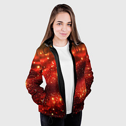 Куртка с капюшоном женская Красная зернистая текстура, цвет: 3D-черный — фото 2