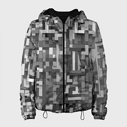 Куртка с капюшоном женская Серый геометричные полоски, цвет: 3D-черный