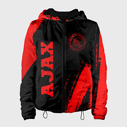 Куртка с капюшоном женская Ajax - red gradient вертикально, цвет: 3D-черный