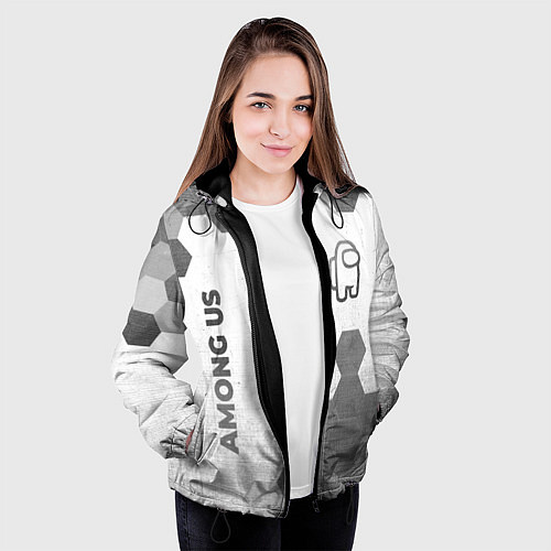 Женская куртка Among Us - white gradient вертикально / 3D-Черный – фото 3