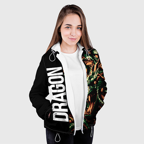 Женская куртка Татуировка дракона ирезуми / 3D-Белый – фото 3