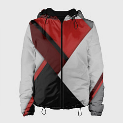 Куртка с капюшоном женская Color black red grey, цвет: 3D-черный