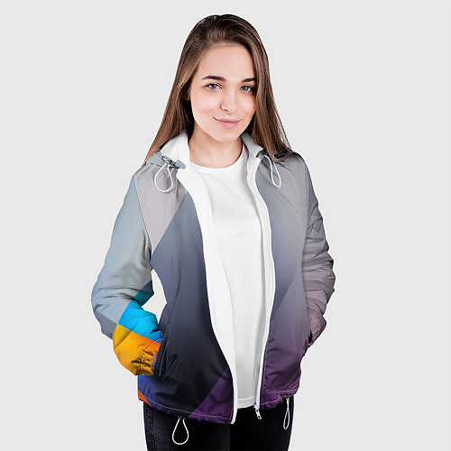 Женская куртка Color grey with stripes / 3D-Белый – фото 3