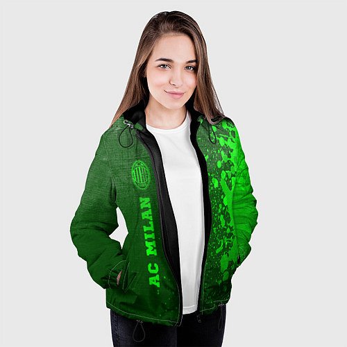 Женская куртка AC Milan - green gradient по-вертикали / 3D-Черный – фото 3