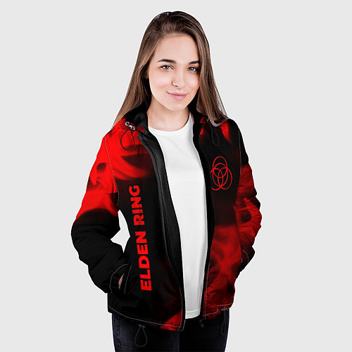 Женская куртка Elden Ring - red gradient вертикально / 3D-Черный – фото 3