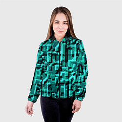 Куртка с капюшоном женская Неоновый голубой объёмный эффект, цвет: 3D-черный — фото 2