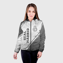 Куртка с капюшоном женская Real Madrid - white gradient вертикально, цвет: 3D-черный — фото 2