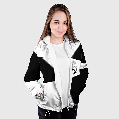 Женская куртка Real Madrid geometry black / 3D-Белый – фото 3