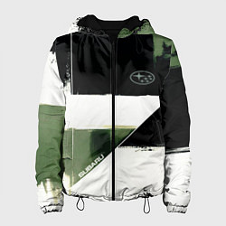 Куртка с капюшоном женская Subaru эмблема, цвет: 3D-черный