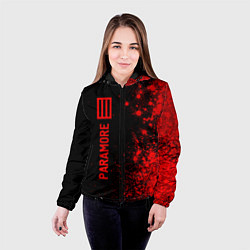 Куртка с капюшоном женская Paramore - red gradient по-вертикали, цвет: 3D-черный — фото 2