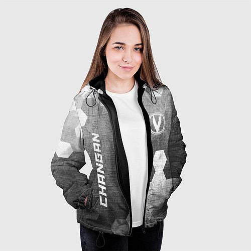 Женская куртка Changan - grey gradient вертикально / 3D-Черный – фото 3