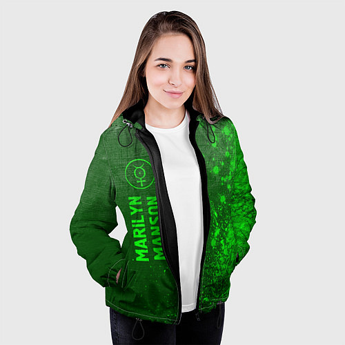 Женская куртка Marilyn Manson - green gradient по-вертикали / 3D-Черный – фото 3